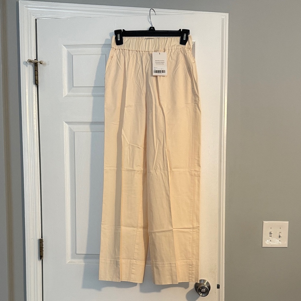 Cream Wide-Leg Everlane Easy Pants